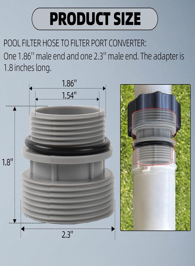 TonGass (2-Pack) 40mm to 1 1/2" Filter Hose Conversion Kit, Above Ground Pool Adapter Connects 40mm Hoses to Standard 1 1/4" or 1 1/2" Filter Ports - Image 2